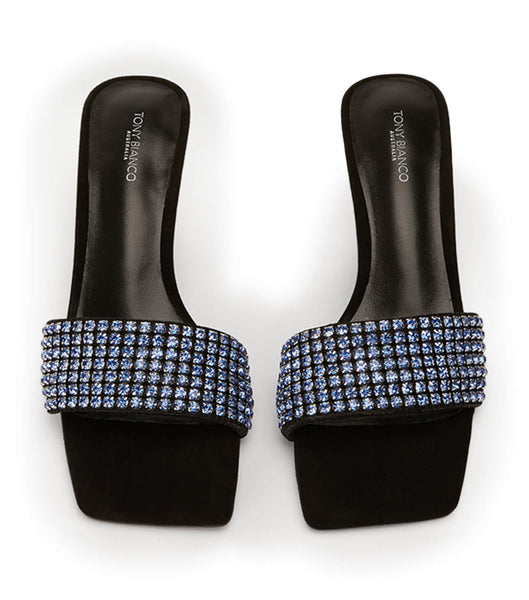 Tony Bianco Amos Blue Crystal/Black Ruskind 6.5cm Stilethæle Blå Sort | LDKSX14686
