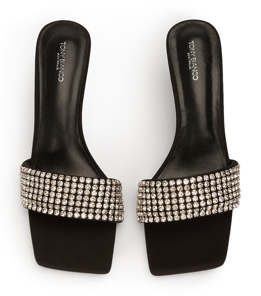 Tony Bianco Amos Crystal/Black Ruskind 6.5cm Bling hæle Sort | ZDKNQ17226