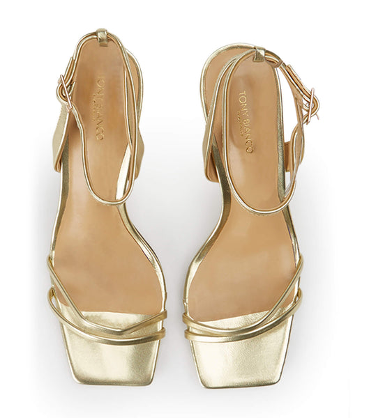 Tony Bianco Camelia Gold Nappa Metallic 8.5cm Lave hæle Guld Metal | QDKUV64195
