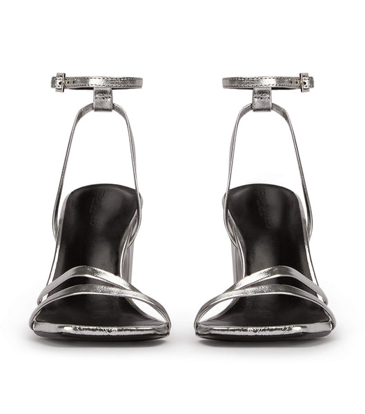 Tony Bianco Corso Silver Foil 8.5cm Blokhæl Sølv | DKCVG45118