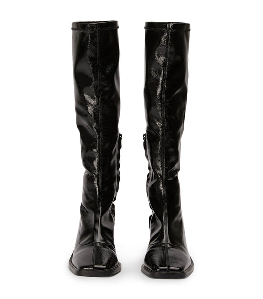Tony Bianco Damon Black Crinkle Lak 7.5cm Knæhøje støvler Sort | DKDYB17679