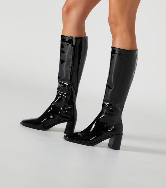 Tony Bianco Darby Black Lak 7.5cm Mid Calf Støvler Sort | LDKTR27293