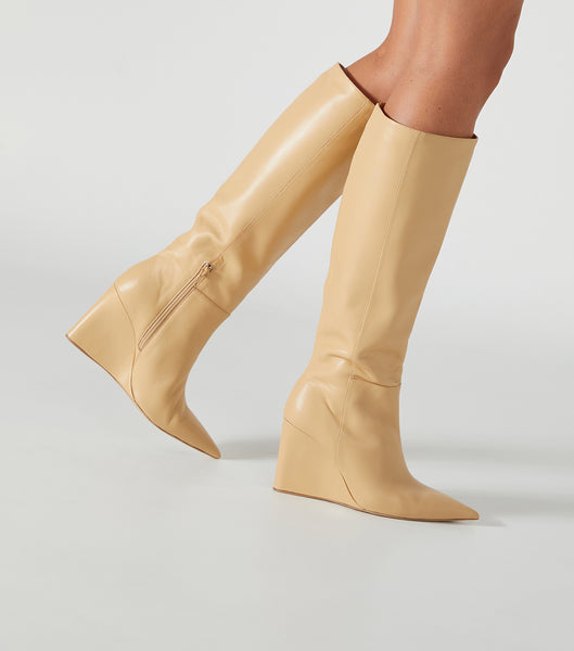 Tony Bianco Drake Butter Nappa 9.5cm Mid Calf Støvler Beige | UDKTG95786