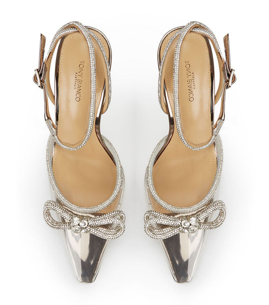 Tony Bianco Eros Clear Vinylite/Gunmetal Shine 10.5cm Court Sko Grå | TDKPQ84971