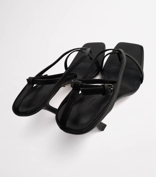 Tony Bianco Faythe Black Kid 10.5cm Thong sandaler Sort | DKZDE38277