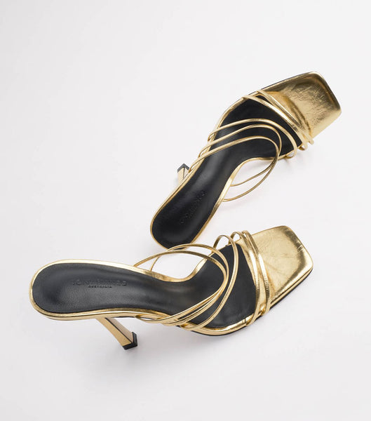 Tony Bianco Foxie Gold Foil 10.5cm Brudehæle Guld | XDKGW48346