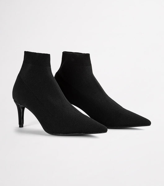 Tony Bianco Gwen Black Sock Knit 6.5cm Ankelstøvler Sort | TDKPQ81820