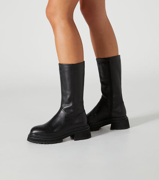Tony Bianco Hahn Black Como 5.5cm Mid Calf Støvler Sort | EDKVG57989