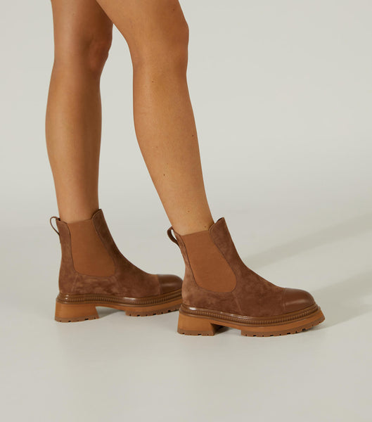 Tony Bianco Hurricane Saddle Ruskind 5.5cm Kampstøvler Brune | QDKUV29956