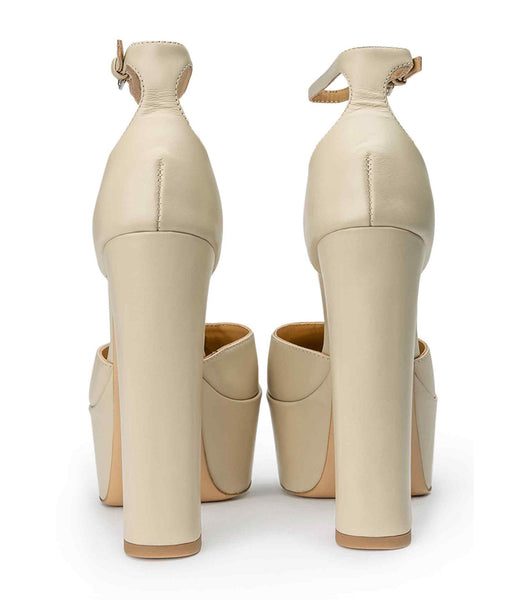 Tony Bianco Jaguar Vanilla Capretto 14cm Blokhæl Lysegul | DKQCS16650