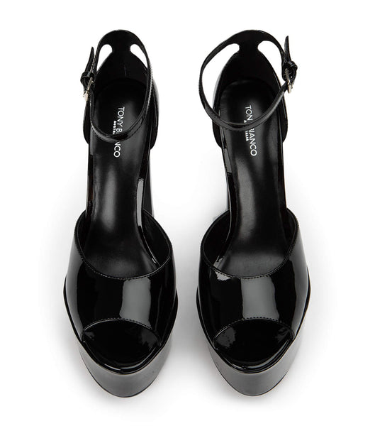 Tony Bianco Jayze Black Lak 14cm Blokhæl Sort | ADKWC57880