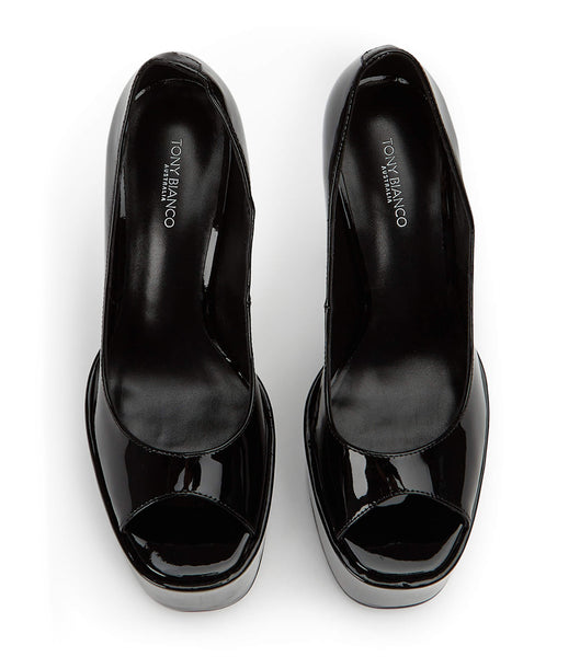 Tony Bianco Jolee Black Lak 15cm Platform Sko Sort | EDKVG65836