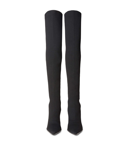 Tony Bianco Kori Black Sock Knit 9.5cm Stretch støvler Sort | EDKHC61013