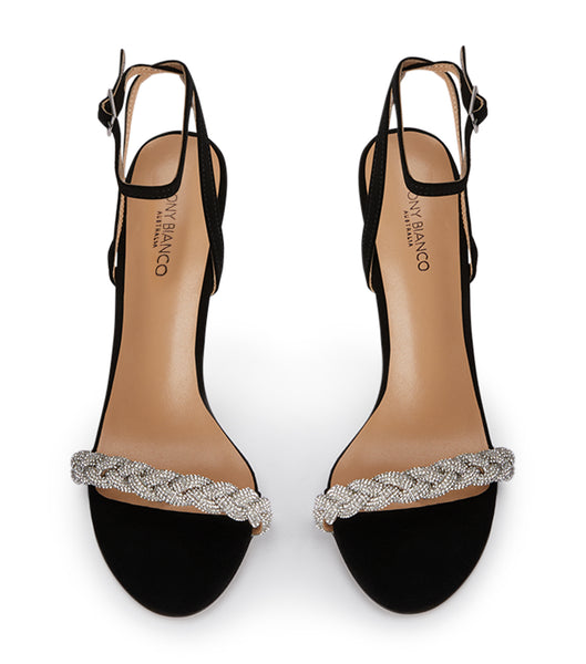 Tony Bianco Kosta Black Ruskind 11cm Bling hæle Sort | DKCVG53602