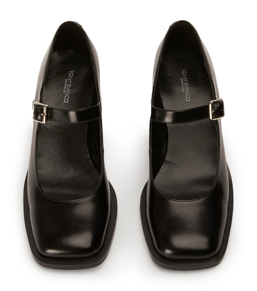Tony Bianco Loure Black Hi Shine 6.5cm Loafers Sort | ZDKMJ62357