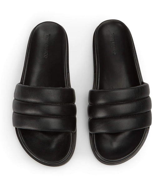 Tony Bianco Lucas Black Nappa 1.5cm Flade Sandaler Sort | YDKGT14589