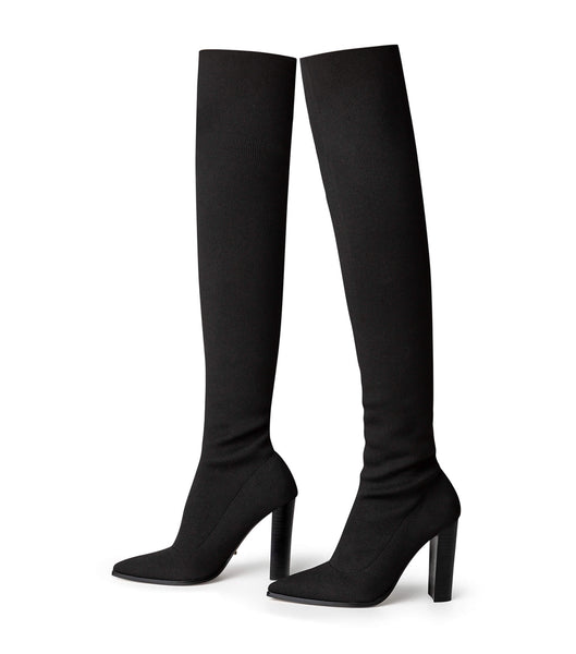 Tony Bianco Lucca Black Sock Knit 10.3cm Støvler med Hæl Sort | DKXMI93716