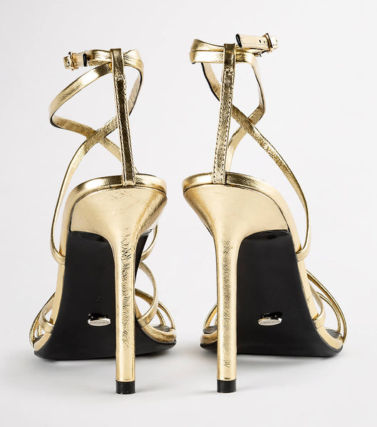 Tony Bianco Marcy Gold Foil 10.5cm Strappy hæle Guld | DKEAH37448