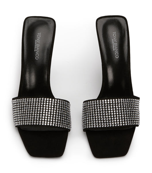 Tony Bianco Naomi Clear Crystal/Black Ruskind 10.5cm Stilethæle Sort | SDKVO25053