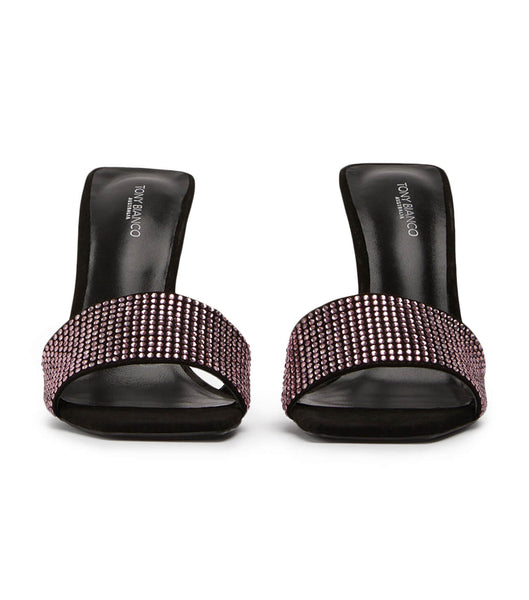 Tony Bianco Naomi Pink Crystal/Black Ruskind 10.5cm Stilethæle Lyserød Sort | ZDKNQ93454