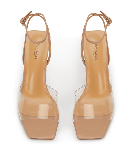 Tony Bianco Nelani Clear Vinylite/Skin 10.5cm Blokhæl Hudfarvet | ZDKMJ61973
