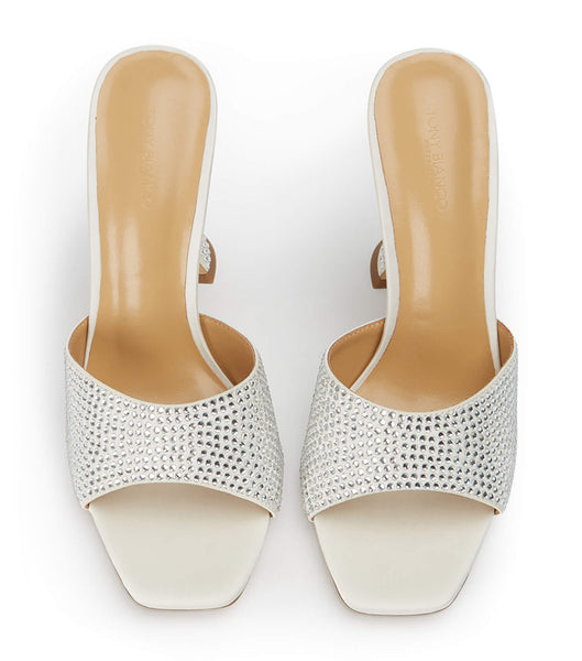Tony Bianco Serri Ivory Satin 10.5cm Bling hæle Hvide | TDKWZ63155