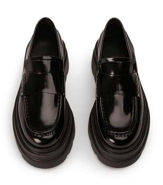 Tony Bianco Zomp Black Hi Shine 7.5cm Loafers Sort | SDKNY10722