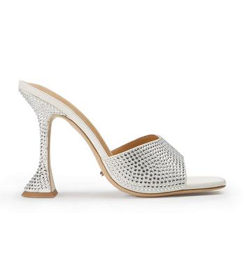 Tony Bianco Serri Ivory Satin 10.5cm Stilethæle Hvide | BDKSO99516